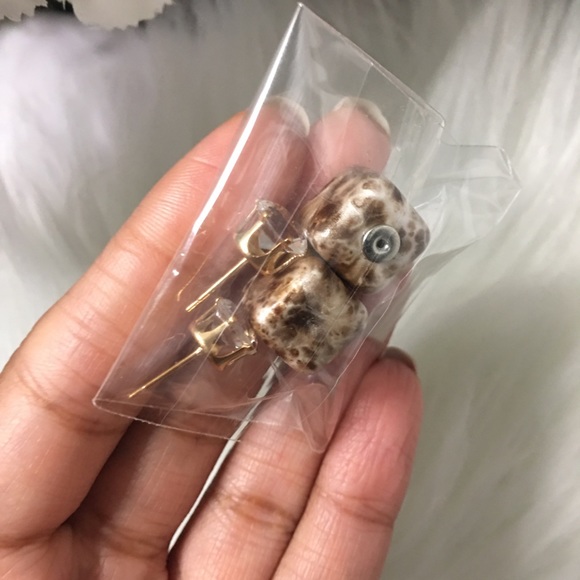 ⭐️Beige/Brown square ear jackets earrings - Picture 2 of 4